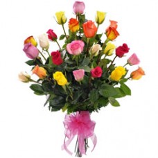 Classic Colorful Two Dozen Mixed Roses with Affection